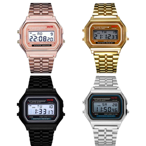 Immagine di Orologio Digitale con Cinturino in Acciaio per Uomo e Donna - Orologio Sportivo Multifunzione LED Non Impermeabile, Ideale per Lavoro e Attività All'Aperto
