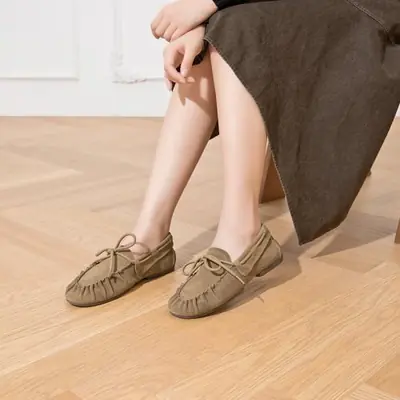 Image de Mocassins Femme Cuir Véritable Style Britannique