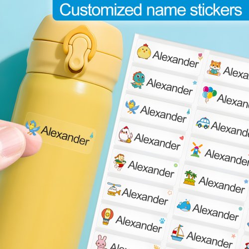 Imagen de Etiquetas Impermeables Personalizadas Ecológicas para Escuela, Botellas y Manualidades – Pegatinas con Nombre Duraderas y Resistentes al Agua