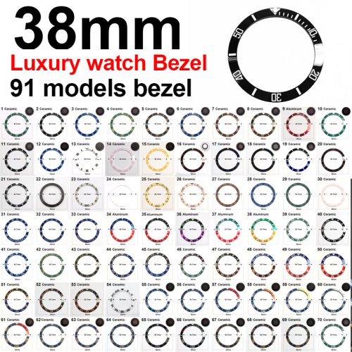 Image of Ceramic Sloped Bezel Insert with Super Luminous Markers in Multiple Colors – 38/30/7mm Fit for 40mm Watch Cases