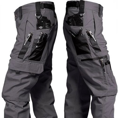 Imagen de Pantalón de Trabajo Resistente al Desgaste para Hombre con Bolsillos Multiples, Pantalones Cargo Rectos Tácticos para Actividades al Aire Libre, Ideal para Primavera y Otoño