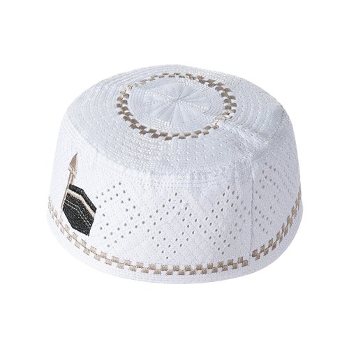 Afbeelding van Elegante Katoenen Islamitische Hoed voor Mannen - Borduurwerk Gebeds Cap met Traditionele Stijl uit Saoedi-Arabië