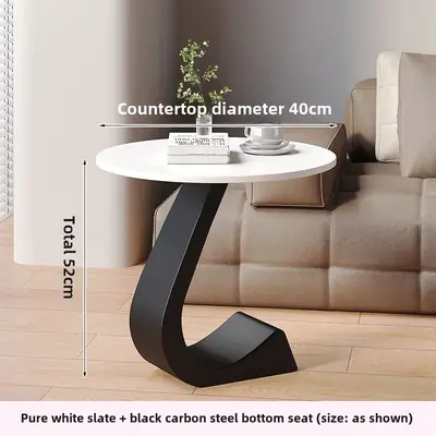 Image de Table d'appoint ronde en pierre naturelle - Design moderne & élégant