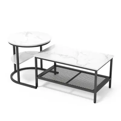 Image de Set de 2 Tables de Canapé Design avec Rangement