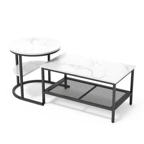Image de Set de 2 Tables de Canapé Design avec Rangement