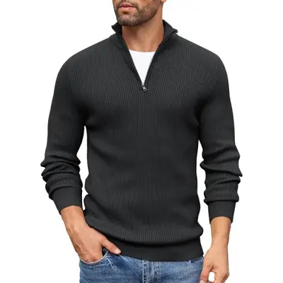 Image de Pull Homme Col Roulé Zippé Hiver - Chaud & Cintré