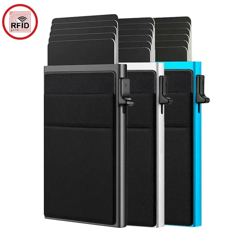 Imagen de Tarjetero Mágico con Bloqueo RFID para Hombre y Mujer: Billetera Inteligente Minimalista, Delgada y de Metal para Identificación y Tarjetas