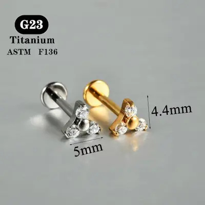 Image de Boucle d'oreille fleur en titane ASTM F136 - 16G