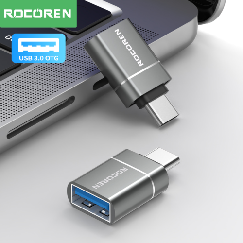 Imagen de Adaptador Rocoren OTG USB tipo C macho a USB A 3,0 hembra convertidor para MacBook Samsung S22 S21 Android TypeC USBC OTG conector