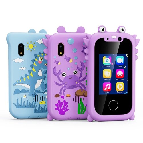 Imagen de Teléfono inteligente para niños, juguetes educativos, reproductor Musical MP3, cámara Dual, Selfie con tarjeta de 512MB, pantalla táctil, juguete de aprendizaje, regalos