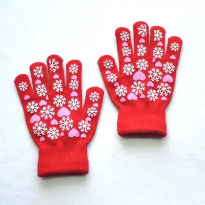 Image de Gants d'Hiver Enfants - Chauds & Imprimés Flocons de Neige