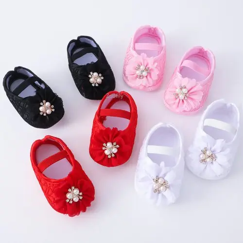 Image de Chaussures de Premiers Pas Princesse - Dentelle & Perles