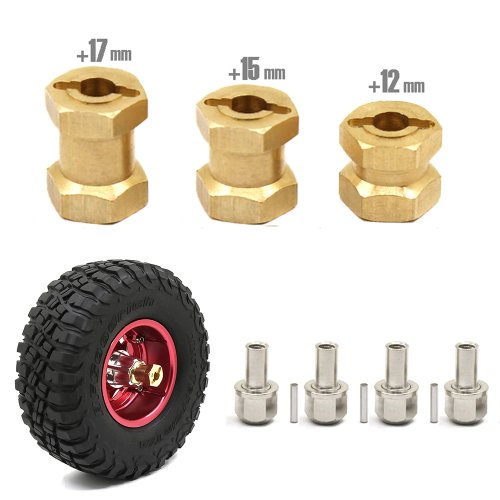 Afbeelding van 4 stuks Hexagon Wieladapter voor RC Crawler Auto's - 12mm, 15mm, 17mm Asverbreding voor TRX4, RC4WD, D90, D110, Axial SCX10, CatRC