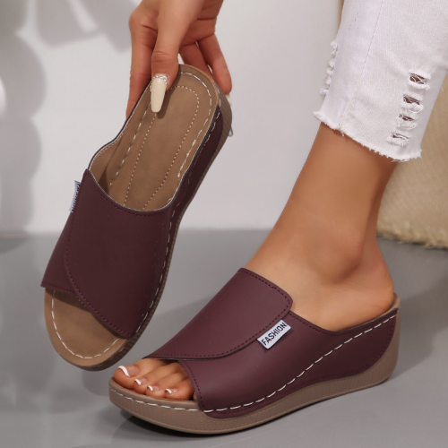 Image of Summer Soft Platform Slippers for Women 2025 – Fashion Peep Toe Wedge Flip Flops with Light Medium Heel, Casual Beach Shoes
