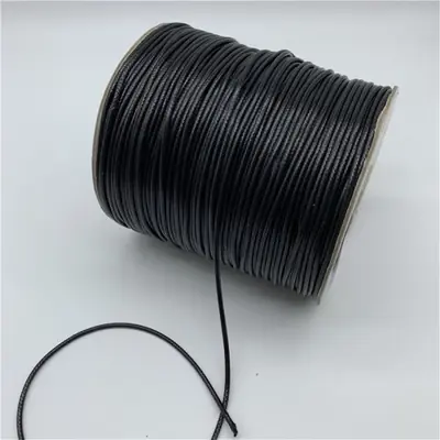 Image de Fil Coton Ciré Noir pour Bijoux - 0,5mm à 2mm