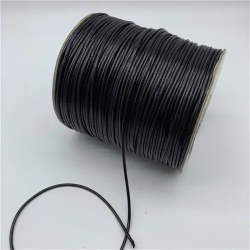 Image de Fil Coton Ciré Noir pour Bijoux - 0,5mm à 2mm