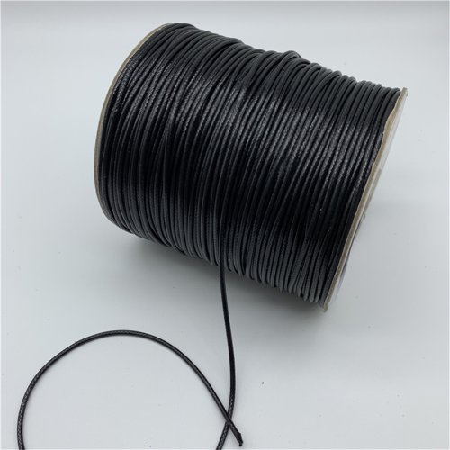 Immagine di 0.5mm 0.8mm 1mm 1.5mm 2mm Cavo di cotone cerato nero Cavo di filo cerato Cavo di corda Collana di corda per la creazione di gioielli
