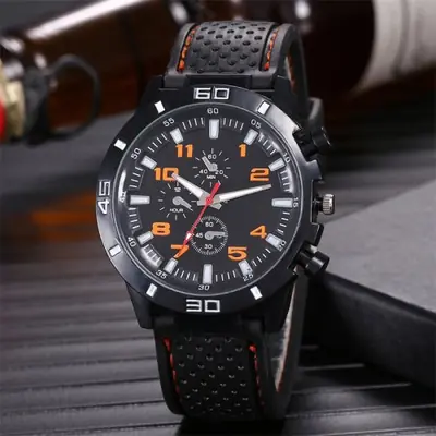 Image de Montre Homme Cuir Noir - Style Élégant & Raffiné