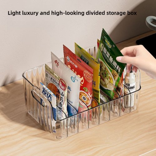 Imagen de Estante de Especias de Gran Capacidad con Caja de Almacenamiento Transparente y Dividida para Cocina, Organizador de Encimera y Gabinete de Despensa