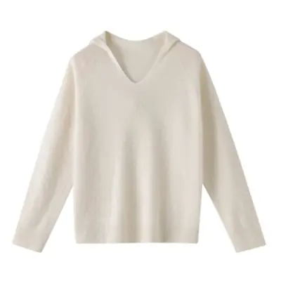 Image de Pull Femme Cachemire Col V à Capuche - Automne/Hiver