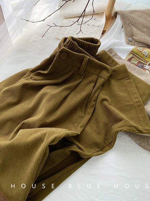 Imagen de ZOKI-pantalones de pana Retro de cintura alta para mujer, Pantalón recto, informal, largo, Vintage, café, con bolsillos, combinan con todo, nuevo