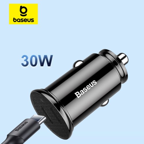 Bild von Baseus 30W Dual USB-C Autoladegerät mit FCP, SCP und USB PD 3.0 – Schnellladeadapter für iPhone 13/14/15, Samsung, Xiaomi & Co. – Kompatibles Auto-Ladegerät für Smartphones