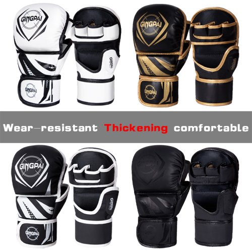 Imagen de Guantes de Boxeo Profesionales MMA de Medio Dedo para Entrenamiento de Artes Marciales Mixtas, Lucha Libre y Sanda con Protección Engrosada