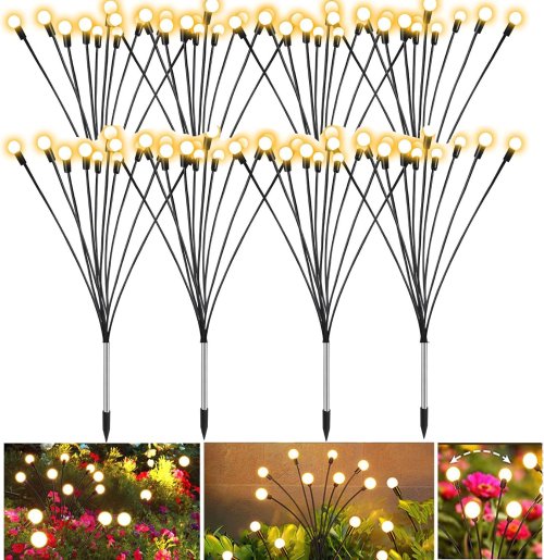 Immagine di Luci da esterno Lampada da giardino solare Lampada da giardino Lampada da terra a LED lucciola azionata dal vento per luce natalizia paesaggistica da giardino