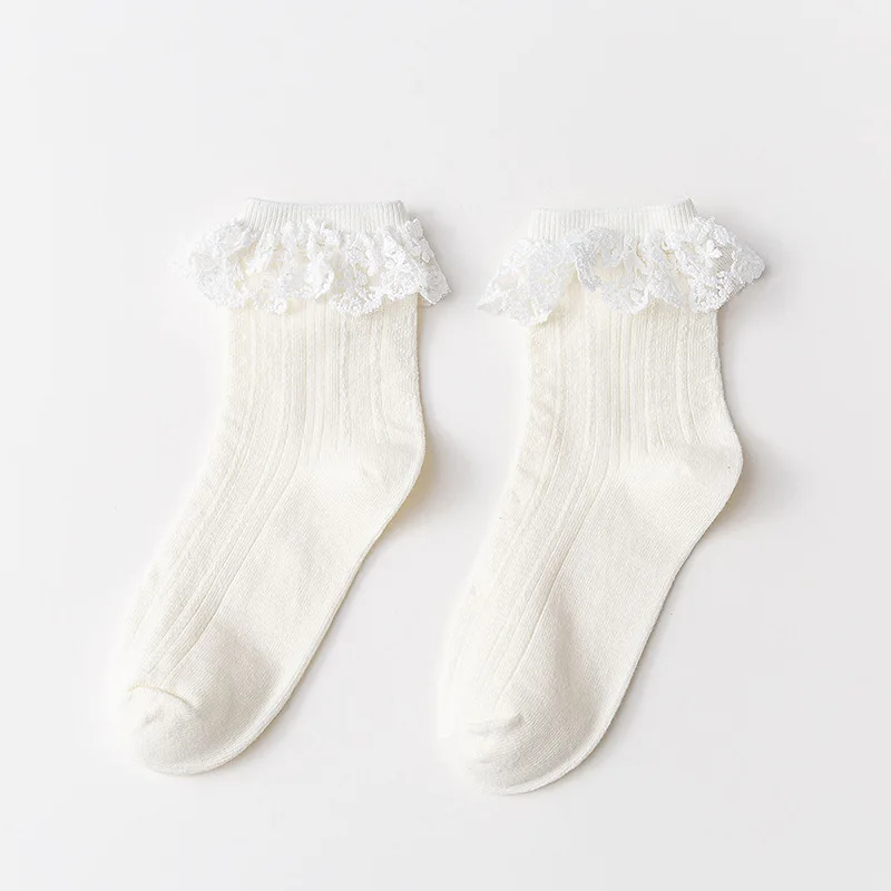 Immagine di Calzini con volant in pizzo Lolita Calzini da principessa carini Kawaii per ragazze dolci Calzini lu...