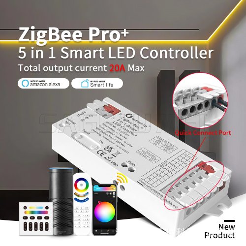 Imagen de Controlador LED Zigbee 5 en 1 para Tiras RGB, CCT y RGBCCT