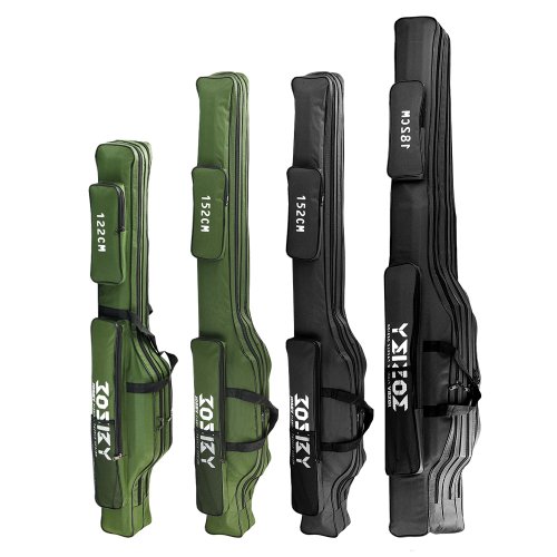 Immagine di Custodia Portatile per Canna da Pesca Pieghevole con Scomparti per Attrezzi e Mulinello - Disponibile in 3 Dimensioni: 122 cm, 152 cm, 182 cm