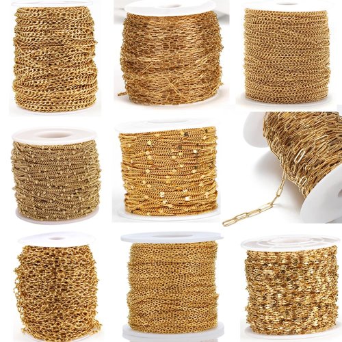 Image of Premium 2-Meter Stainless Steel Gold-Plated Rolo Chain for DIY Jewelry Making – Ideal for Necklaces, Bracelets, Anklets & More