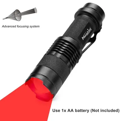 Image de Lampe Torche Rouge Mini Zoom - Idéale pour la Chasse, l'Astronomie et la Pêche