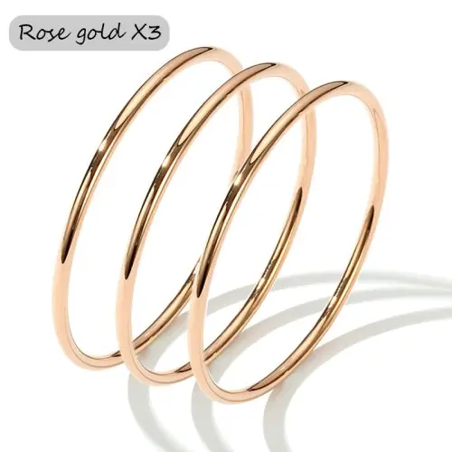 Image de Bracelets femme acier inoxydable – lot de 3 bracelets ronds, doré, or rose ou argenté, 59 à 73 mm