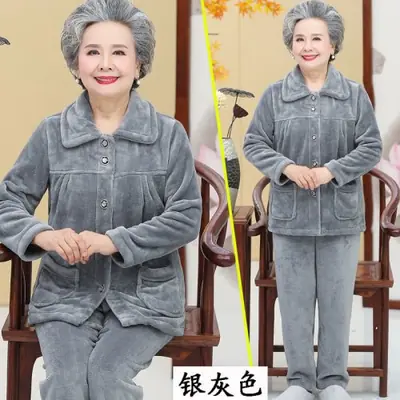 Image de Pyjama Flanelle Confortable pour Personnes Âgées - Hiver 2024