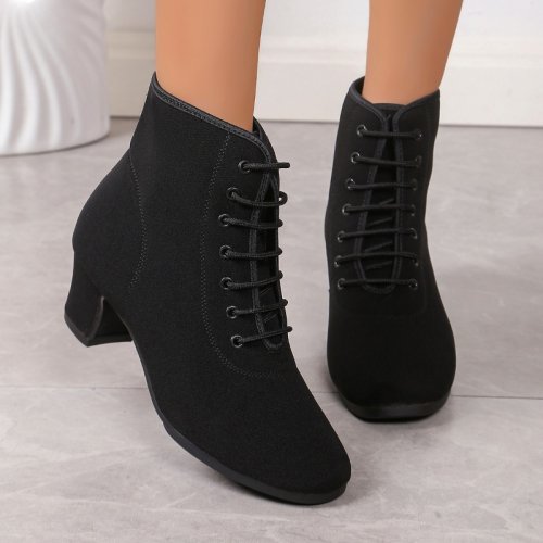 Image of Comfortable Women's Soft-Sole High-Top Dance Boots for Square, Modern, Ballroom, Sailor, and Latin Dance Styles