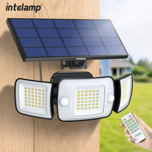 Immagine di Lampada da parete luminosa impermeabile con sensore di movimento a luce solare esterna per giardino, cortile, garage, scale, portico