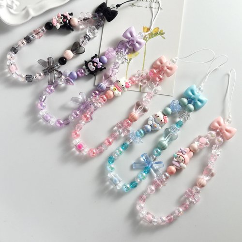 Zdjęcie Sanrio Cute Melody Hello Kitty Kuromi Cinnamorol Akrylowy brelok do kluczy Łańcuszek do telefonu Modna biżuteria Akcesorium