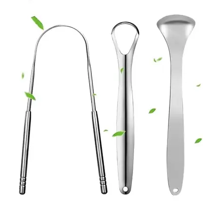 Image de Grattoir à Langue en Acier Inoxydable - Nettoyage Buccal Efficace