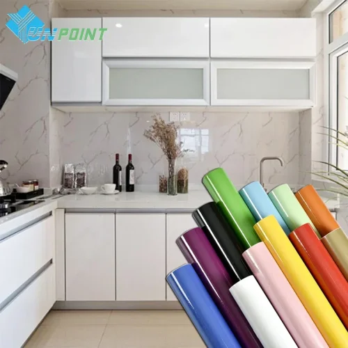 Imagen de Película decorativa DIY de color blanco perla, papel de pared autoadhesivo de PVC, pegatinas de renovación de muebles, papel tapiz impermeable para armario de cocina