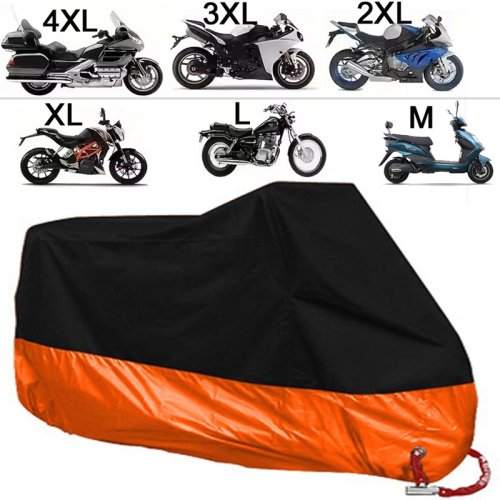 Afbeelding van All Season Motorhoes Oranje Heavy Duty Zon Reflecterend Waterdicht Stofdicht UV-bescherming voor Moto Scooter M tot 4XL