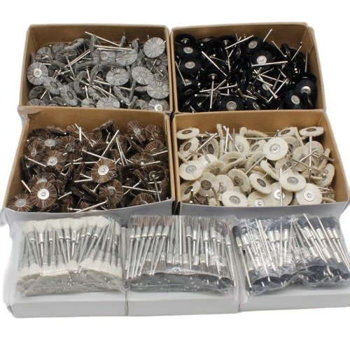 Afbeelding van 144-delig set schurende borstels voor sieradenpolijsten, 19mm, 22mm en 25mm, geschikt voor Dremel en boor met 2,35mm schacht