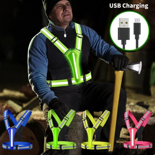Bild von Outdoor Sport LED Reflektierende Laufweste Einstellbare Elastische Blinkende LED Hohe Sichtbarkeit Reflektierende Weste Radfahren Sicherheit Weste