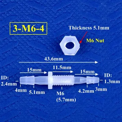 Image de Raccords Hexagonaux M6-M10 pour Tuyaux 3-8mm - Adaptateurs Pompe à Air