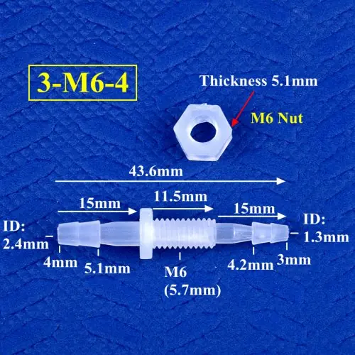 Image de Raccords Hexagonaux M6-M10 pour Tuyaux 3-8mm - Adaptateurs Pompe à Air