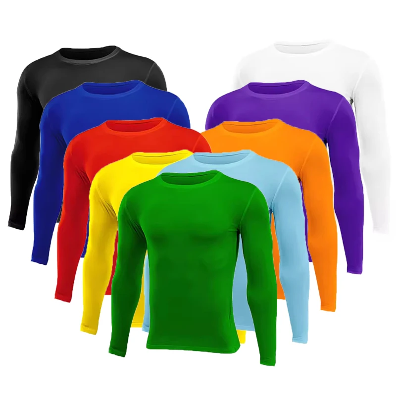 Image of Unisex Compression Long Sleeve Base Layer T-Shirt for Men, Women, Kids & Children – Ideal for Running, Gym, Basketball, Football, Fitness & Sports Activities