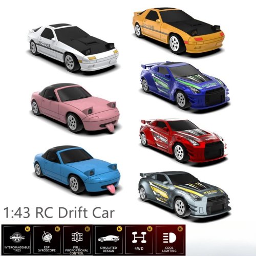 Image of JJRC C8827 1:43 Scale 4WD RC Drift Car with Gyroscope - 2.4GHz Remote Control Mini Racing Vehicle for Kids and Enthusiasts
