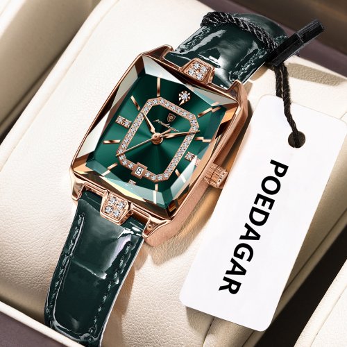 Imagen de Reloj de pulsera POEDAGAR Original de lujo para mujer, Reloj de cuero resistente al agua con fecha para mujer, relojes elegantes de cuarzo de alta calidad para mujer, Reloj