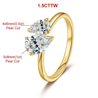 Image de Bague Moissanite Double Poire - Élégance & Éternité