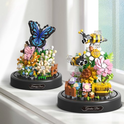 Afbeelding van Creatieve DIY Natuurlijke Bouwstenen Set met Bij, Vlinder, Bloem en Bonsai – Kinderen Speelgoed voor Creatief Spelen en Natuuronderwijs